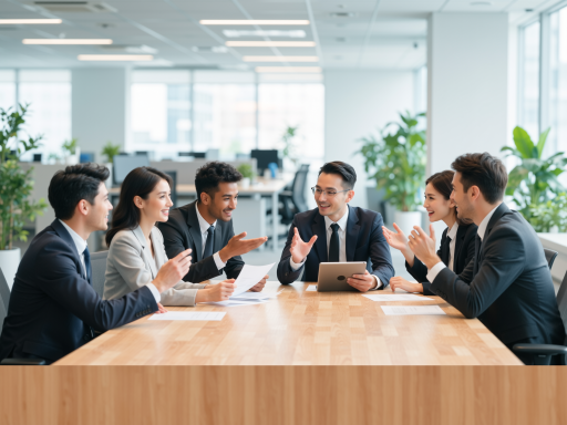 专业团队合影，商务着装，现代化会议室背景